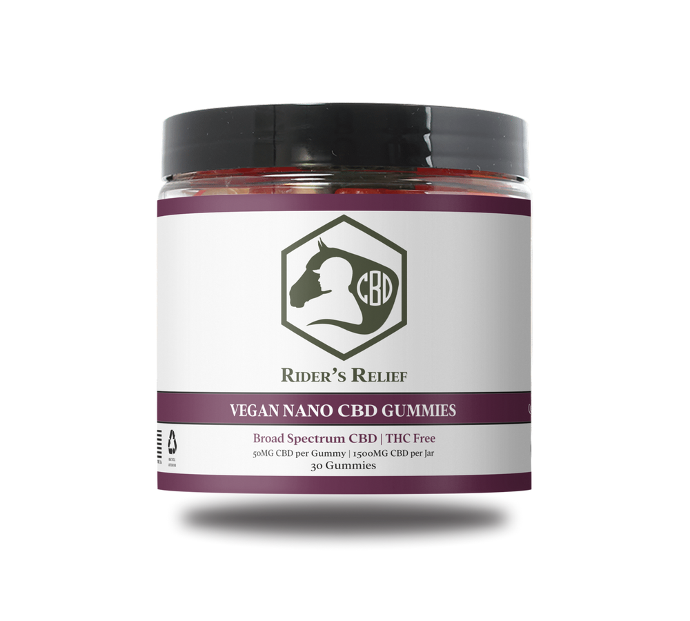 
                  
                    Rider's Relief™ Vegan Nano CBD Gummies 30 Count, 50mg CBD per Gummy | THC Free
                  
                