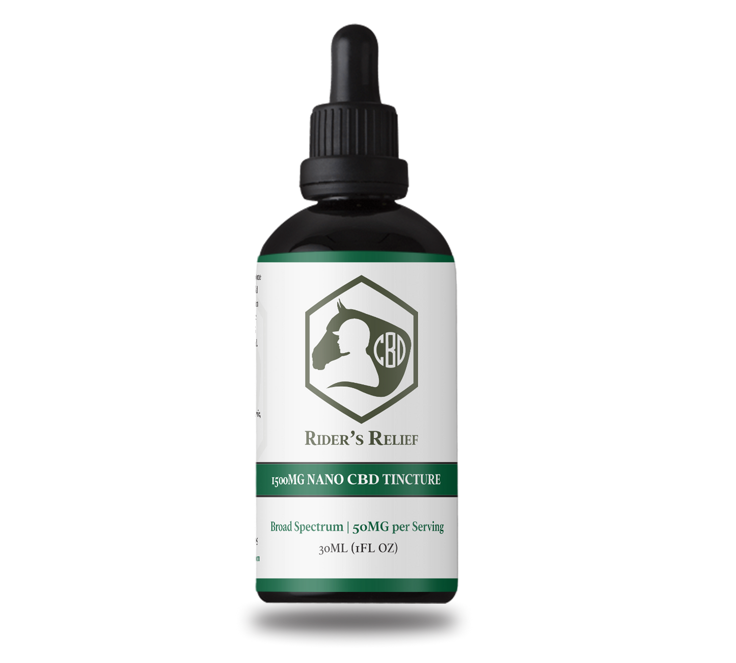CBD tincture bottle with label on a white background